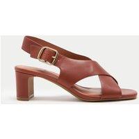 M&S Leather Crossover Block Heel Sandals Tan