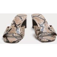 M&S Snake Print Block Heel Mules Brown Mix