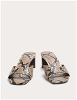 Snake Print Block Heel Mules