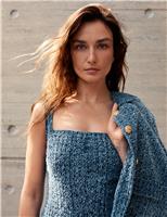 M&S Pure Cotton Denim Tufted Mini Shift Dress Denim