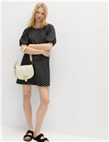 Pure Cotton Printed Mini Relaxed Smock Dress