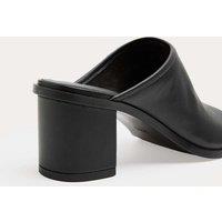 M&S Leather Block Heel Peep Toe Mules Black