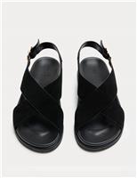 M&S Suede Crossover Footbed Sandals Black