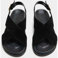 M&S Suede Crossover Footbed Sandals Black