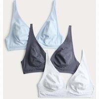 M&S 3 Pack Cotton Rich Non Wired Plunge Bras (A-E) Grey Mix
