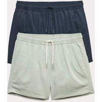 M&S 2 Pack Quick Dry Swim Shorts Green Mix