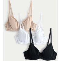 M&S 3 Pack Cotton Rich Wired Full Cup Bras (A-E) Black Mix