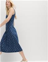 Denim Jacquard Midi Column Dress