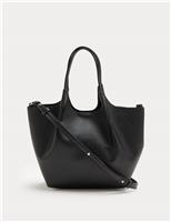 Faux Leather Pinched Mini Tote Bag