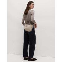 M&S Faux Leather Pinched Mini Tote Bag Mushroom