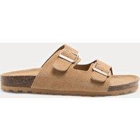 M&S Suede Buckle Footbed Mules Tan