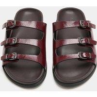 M&S Triple Buckle Footbed Sandals Burgundy