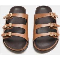 M&S Triple Buckle Footbed Sandals Tan