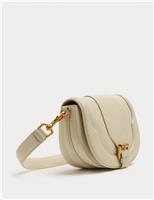 M&S Buckle Detail Cross Body Saddle Bag Cream