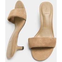M&S Suede Kitten Heel Open Toe Mules Taupe