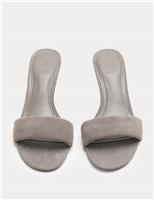 M&S Suede Kitten Heel Open Toe Mules Taupe