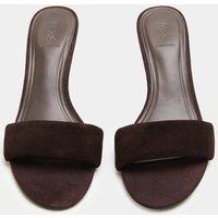 M&S Suede Kitten Heel Open Toe Mules Brown