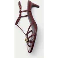 M&S Gold Trim Strappy Kitten Heel Sandals Burgundy