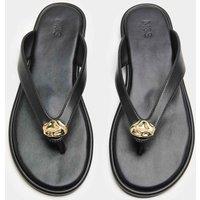 M&S Trim Detail Flat Toe Post Sandals Black