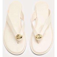 M&S Trim Detail Flat Toe Post Sandals White