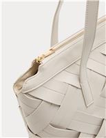 Faux Leather Woven Shoulder Bag