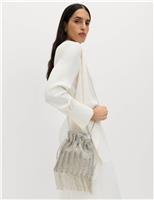 Beaded Tassel Drawstring Shoulder Bag