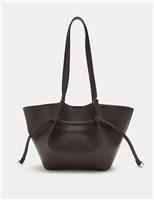 Faux Leather Pinched Mini Tote Bag