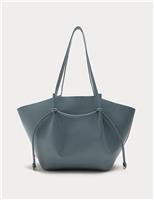 Faux Leather Pinched Strap Detail Tote Bag