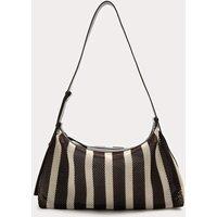 M&S Mesh Striped Shoulder Cross Body Bag Chocolate Mix
