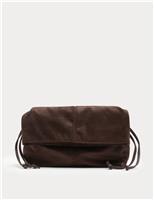 M&S Suedette Ruched Fold-Over Clutch Bag Bitter Chocolate