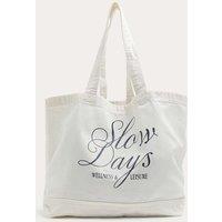 M&S Pure Cotton Canvas Graphic Tote Bag Ecru Mix