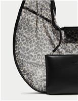 Leopard Print Mesh Moon Shoulder Bag