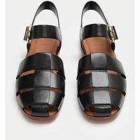 M&S Leather Buckle Flat Fisherman Sandals Black