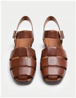 Leather Buckle Flat Fisherman Sandals