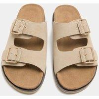 M&S Suede Double Buckle Footbed Mules Sand