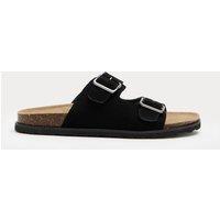 M&S Suede Double Buckle Footbed Mules Black