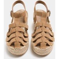 M&S Suede Buckle Flatform Fisherman Espadrilles Tan