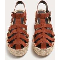 M&S Suede Buckle Flatform Fisherman Espadrilles Burnt Orange