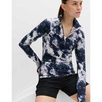 Goodmove Ultraheat Printed Half Zip Running Top Navy Mix