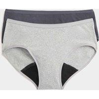 M&S 2 Pack Heavy Absorbency Period Knickers Low Rise Short Grey Mix