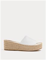 M&S Leather Flatform Espadrille Mules White