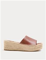 Leather Flatform Espadrille Mules