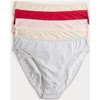 M&S 5pk Cotton Modal High Leg Knickers Red Mix
