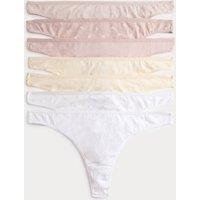 M&S 7 Pack Pure Cotton Thongs Pink Mix
