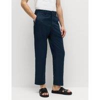 M&S 2 Pack Regular Fit Cotton Linen Blend Chinos Navy