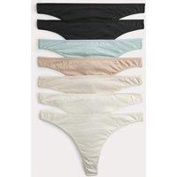 M&S 7 Pack Pure Cotton Thongs Cream Mix