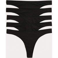 M&S 5 Pack Cotton Modal Thongs Black