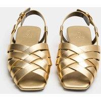 M&S Leather Woven Flat Slingback Sandals Gold