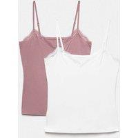 Body by M&S 2 Pack Modal Rich Flexifit Lace Trim Vests Sugar Plum