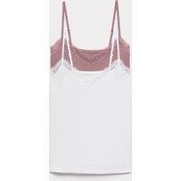 Body by M&S 2 Pack Modal Rich Flexifit Lace Trim Vests Sugar Plum